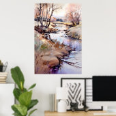 Landschap Waterverf schilderij Poster (Thuiskantoor)