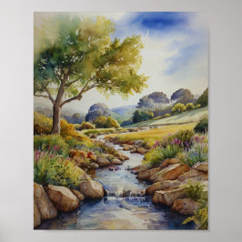Landschap Waterverf Wall Art Poster