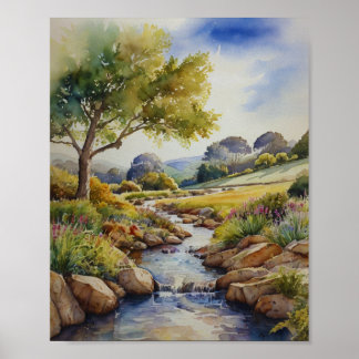 Landschap Waterverf Wall Art Poster