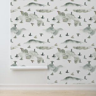 Landschap Waterverf Wallpaper Behang