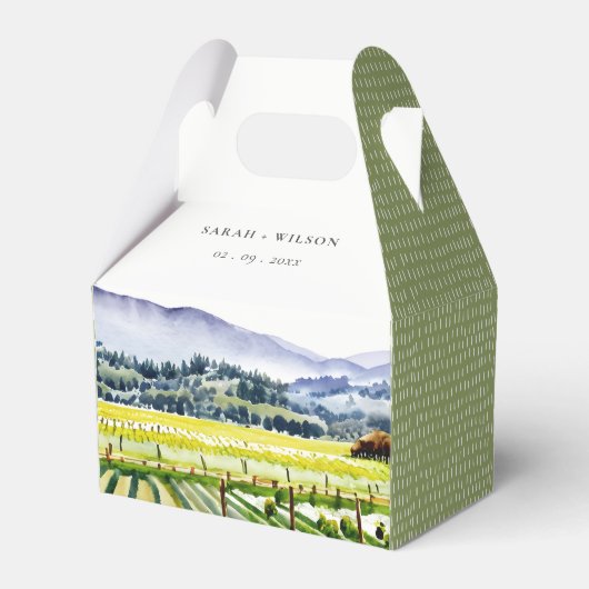 Landschap Weddenschap tussen de Waterverf van Napa Bedankdoosjes (Voorkant Zijde)