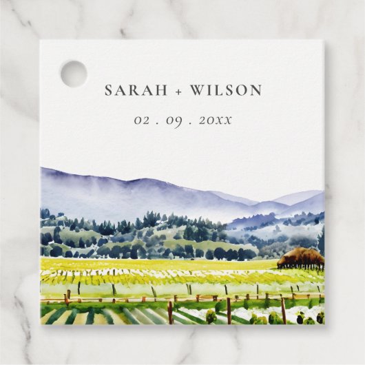 Landschap Weddenschap tussen de Waterverf van Napa Bedankjes Labels (Voorkant)