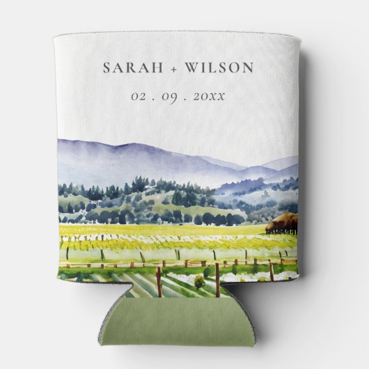 Landschap Weddenschap tussen de Waterverf van Napa Blikjeskoeler (Achterkant)