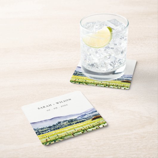 Landschap Weddenschap tussen de Waterverf van Napa Kartonnen Onderzetters (Insitu)