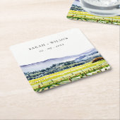 Landschap Weddenschap tussen de Waterverf van Napa Kartonnen Onderzetters (Schuin)