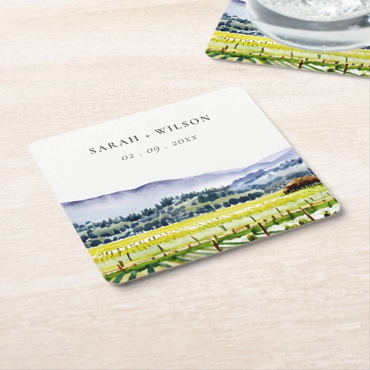 Landschap Weddenschap tussen de Waterverf van Napa Kartonnen Onderzetters (Schuin)