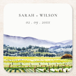 Landschap Weddenschap tussen de Waterverf van Napa Kartonnen Onderzetters