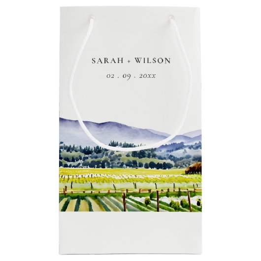 Landschap Weddenschap tussen de Waterverf van Napa Klein Cadeauzakje (Achterkant)