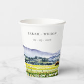 Landschap Weddenschap tussen de Waterverf van Napa Papieren Bekers (Achterkant)