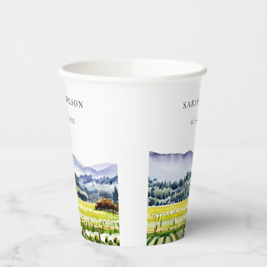 Landschap Weddenschap tussen de Waterverf van Napa Papieren Bekers (Links)