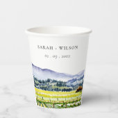 Landschap Weddenschap tussen de Waterverf van Napa Papieren Bekers (Voorkant)