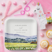 Landschap Weddenschap tussen de Waterverf van Napa Papieren Bordje (Feest)