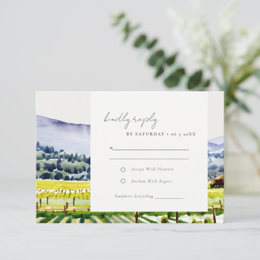 Landschap Weddenschap tussen de Waterverf van Napa RSVP Kaartje (Staand voorkant)