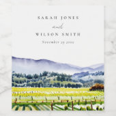 Landschap Weddenschap tussen de Waterverf van Napa Wijn Etiket (Enkel label)