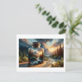 Landschap Weerspiegeld in Glazen Pot,  Briefkaart (Staand voorkant)