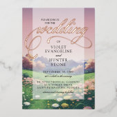 Landschap Wildbloemen Bruiloft Folie Uitnodiging (Voorkant)