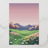 Landschap Wildbloemen Bruiloft Folie Uitnodiging (Achterkant)