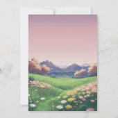 Landschap Wildbloemen Bruiloft Kaart (Achterkant)