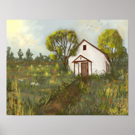 Landschap Wildflower Church Meadow Californië Poster