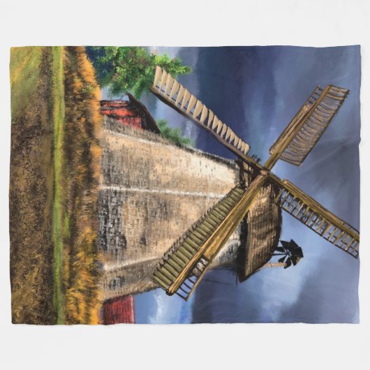 Landschap Windmill Fleece Blanket Gift (Voorkant (Horizontaal))
