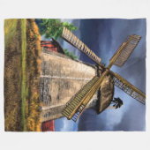 Landschap Windmill Fleece Blanket Gift Deken (Voorkant (Horizontaal))