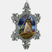 Landschap Windmolen Nederland Tin Sneeuwvlok Ornament (Links)