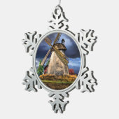 Landschap Windmolen Nederland Tin Sneeuwvlok Ornament (Rechts)