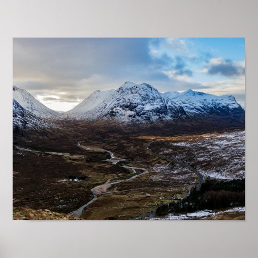 Landschap winter Lairig Gartain Glen Coe Scotland Poster (Voorkant)