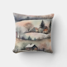 Landschap Winter Pastel Waterverf