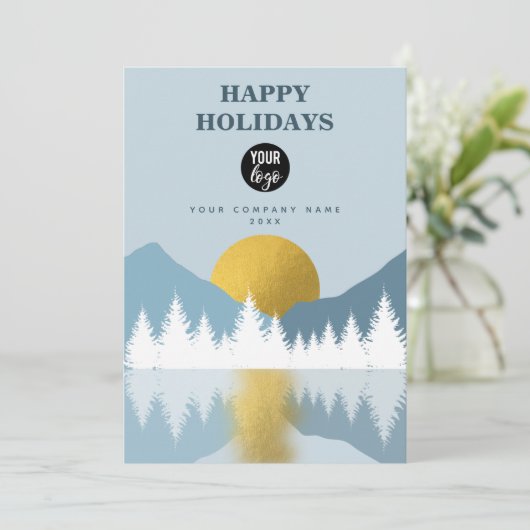 Landschap Winter Prettige feestdagen Business QR C Feestdagenkaart (Staand voorkant)