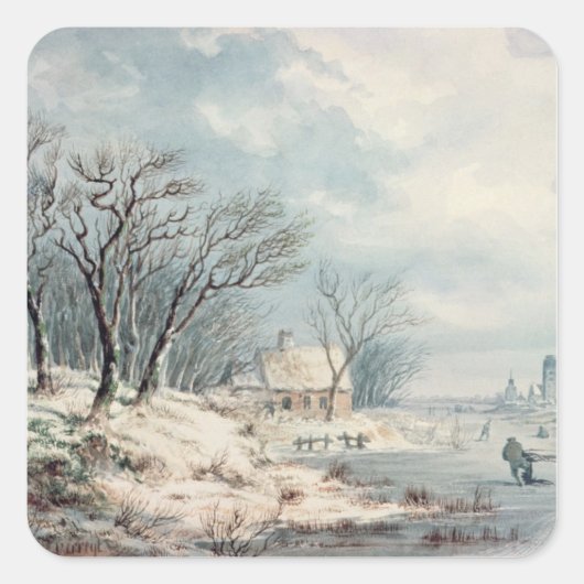 Landschap: Winter Vierkante Sticker (Voorkant)