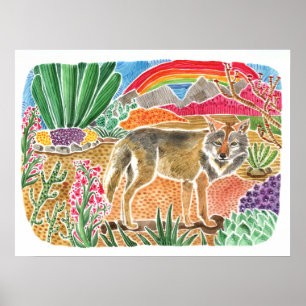 Landschap woestijn Dreamweaver Coyote Poster