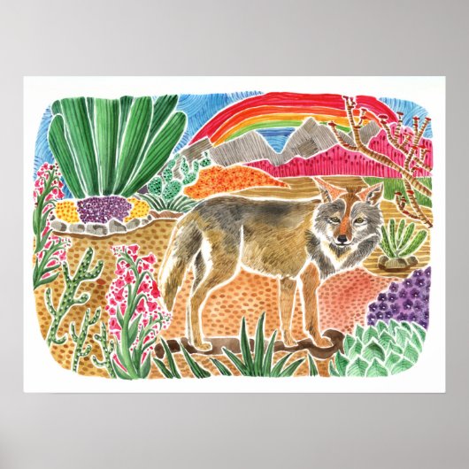 Landschap woestijn Dreamweaver Coyote Poster (Voorkant)