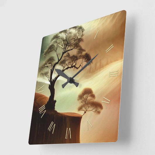 Landschap woestijnbomen vierkante klok (Hoek)