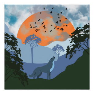 Landschap Wolf Sun Mountains Perfect Poster