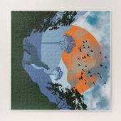 Landschap Wolf Zon Bergen Legpuzzel (Horizontaal)