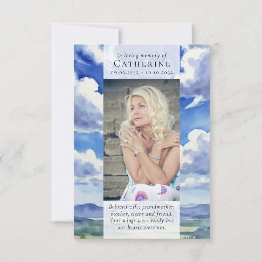 Landschap Wolken Foto Sympathy Begrafenismonument Bedankkaart (Achterkant)