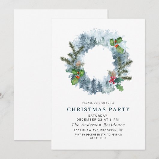 Landschap Wreater Forest Holiday Kerstparty Kaart (Voorkant / Achterkant)