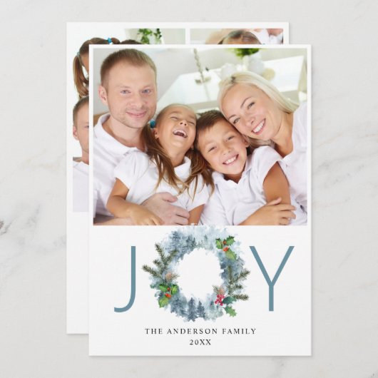 Landschap Wreater Kerstmis Holly Berry Greeting Feestdagenkaart (Voorkant / Achterkant)