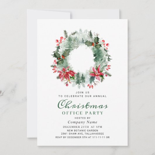 Landschap Wreater Kerstmis Holly Berry Party Kaart (Voorkant)