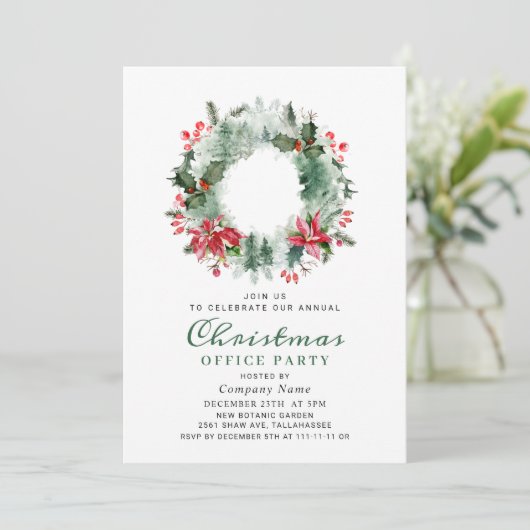 Landschap Wreater Kerstmis Holly Berry Party Kaart (Staand voorkant)