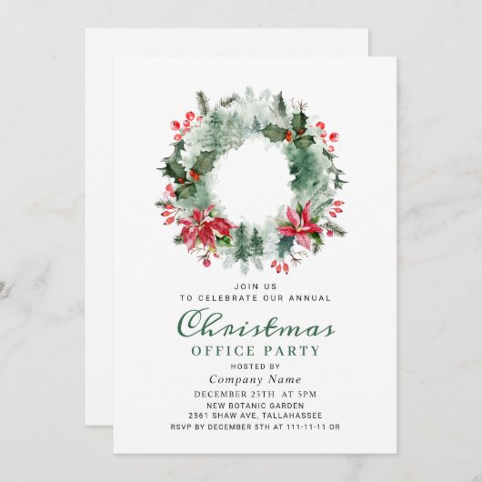 Landschap Wreater Kerstmis Holly Berry Party Kaart (Voorkant / Achterkant)