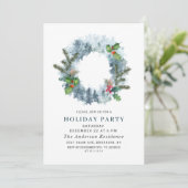 Landschap Wreater Kerstmis Holly Berry Party Kaart (Staand voorkant)