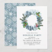 Landschap Wreater Kerstmis Holly Berry Party Kaart (Voorkant / Achterkant)