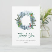 Landschap Wreath Holiday Kerstmis Berry Greeting Bedankkaart (Staand voorkant)