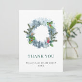 Landschap Wreath Holiday Kerstmis Berry Greeting Bedankkaart (Staand voorkant)