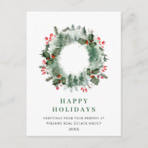 Landschap Wreath Holly Berry Pine Forest Kerstmis