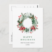 Landschap Wreath Holly Berry Pine Forest Kerstmis Briefkaart (Voorkant / Achterkant)