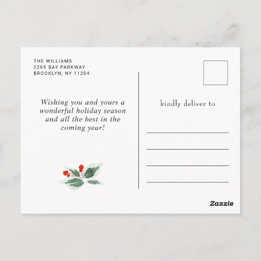 Landschap Wreath Holly Berry Pine Forest Kerstmis Briefkaart (Achterkant)