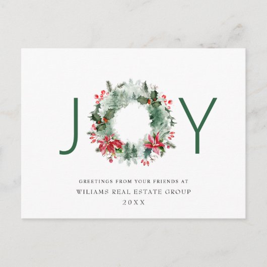 Landschap Wreath Holly Berry Pine Forest Kerstmis Briefkaart (Voorkant)